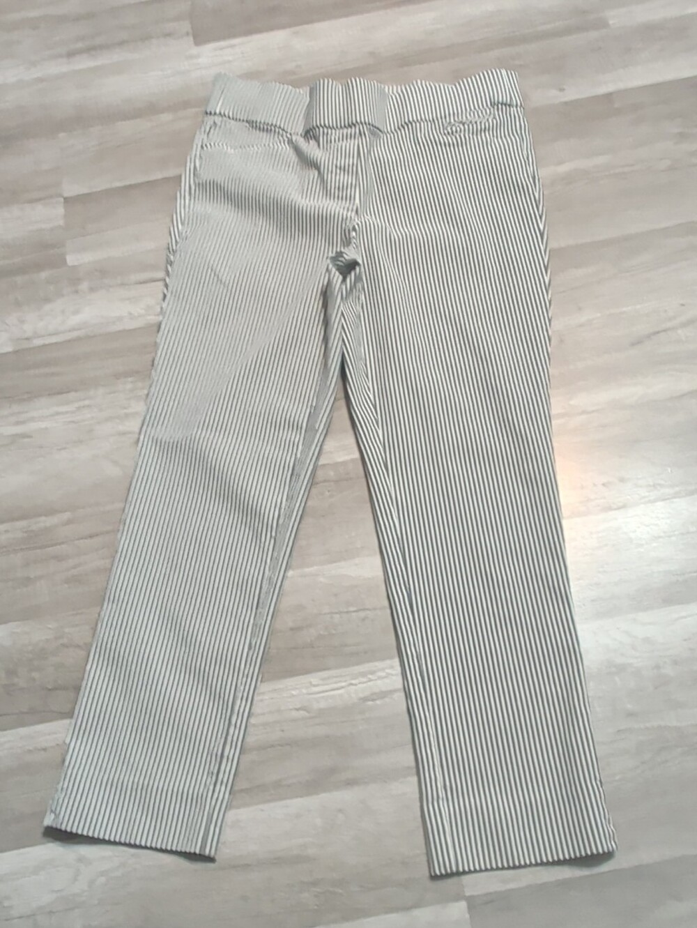 Anne Klein White and Black Pinstripe Straight-Leg Pants